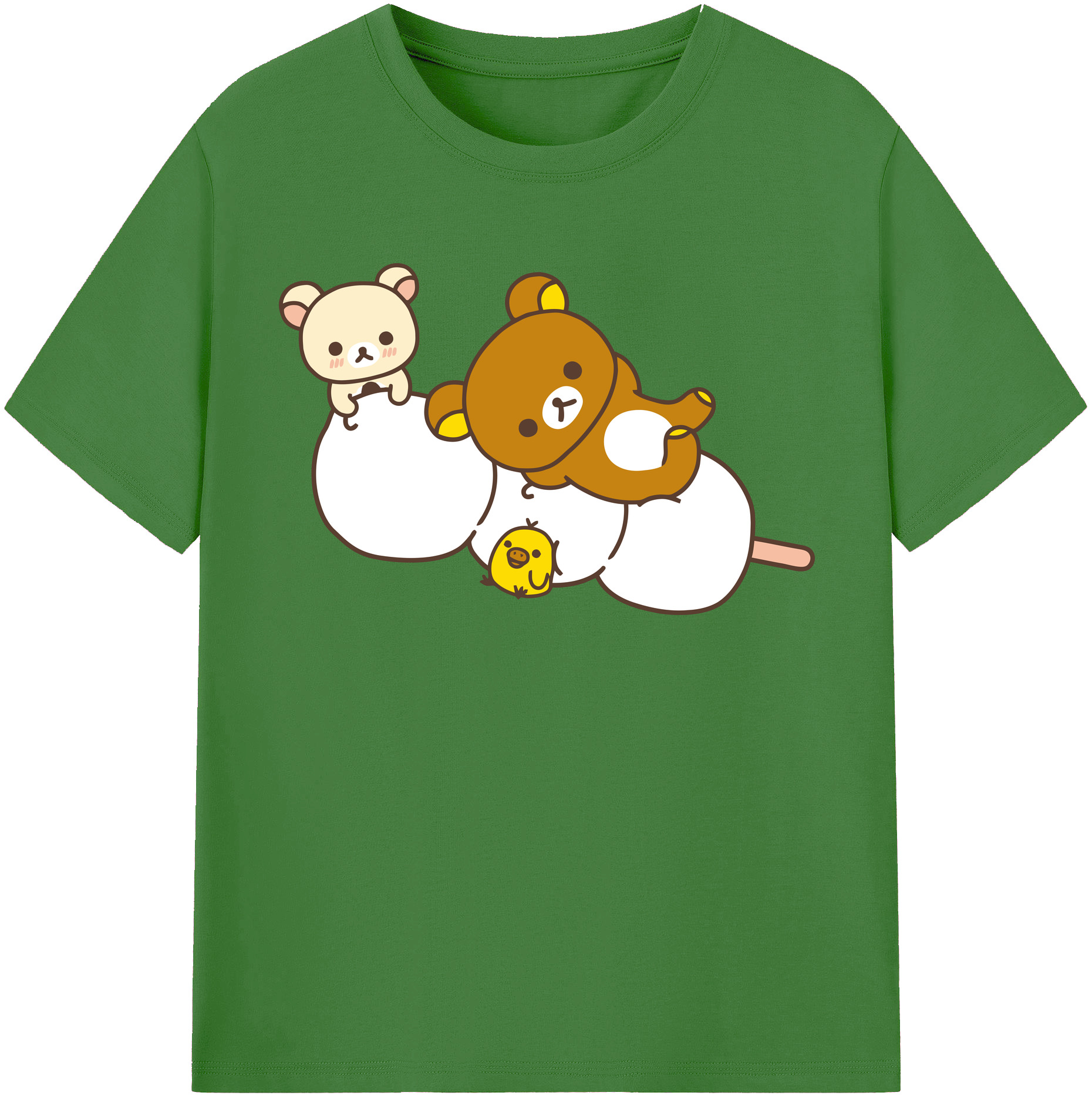 （画像用） リラックマ リラックマ キイロイトリ Rilakkuma Korilakkuma Kiiroitori レディースカジュアルプリントTシャツ（綿100％）